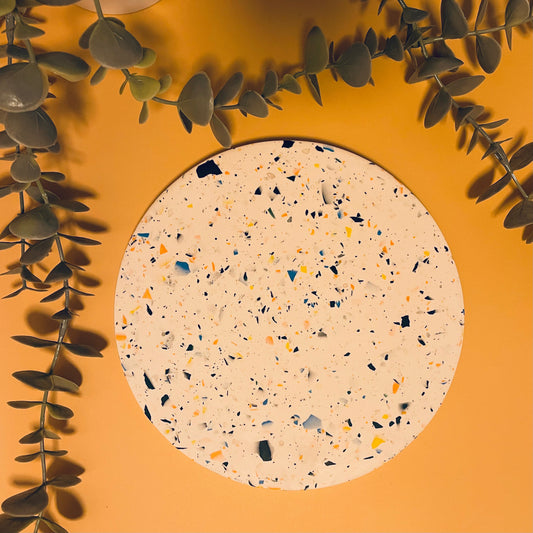 Large Round Tray- Yellow accent terrazzo